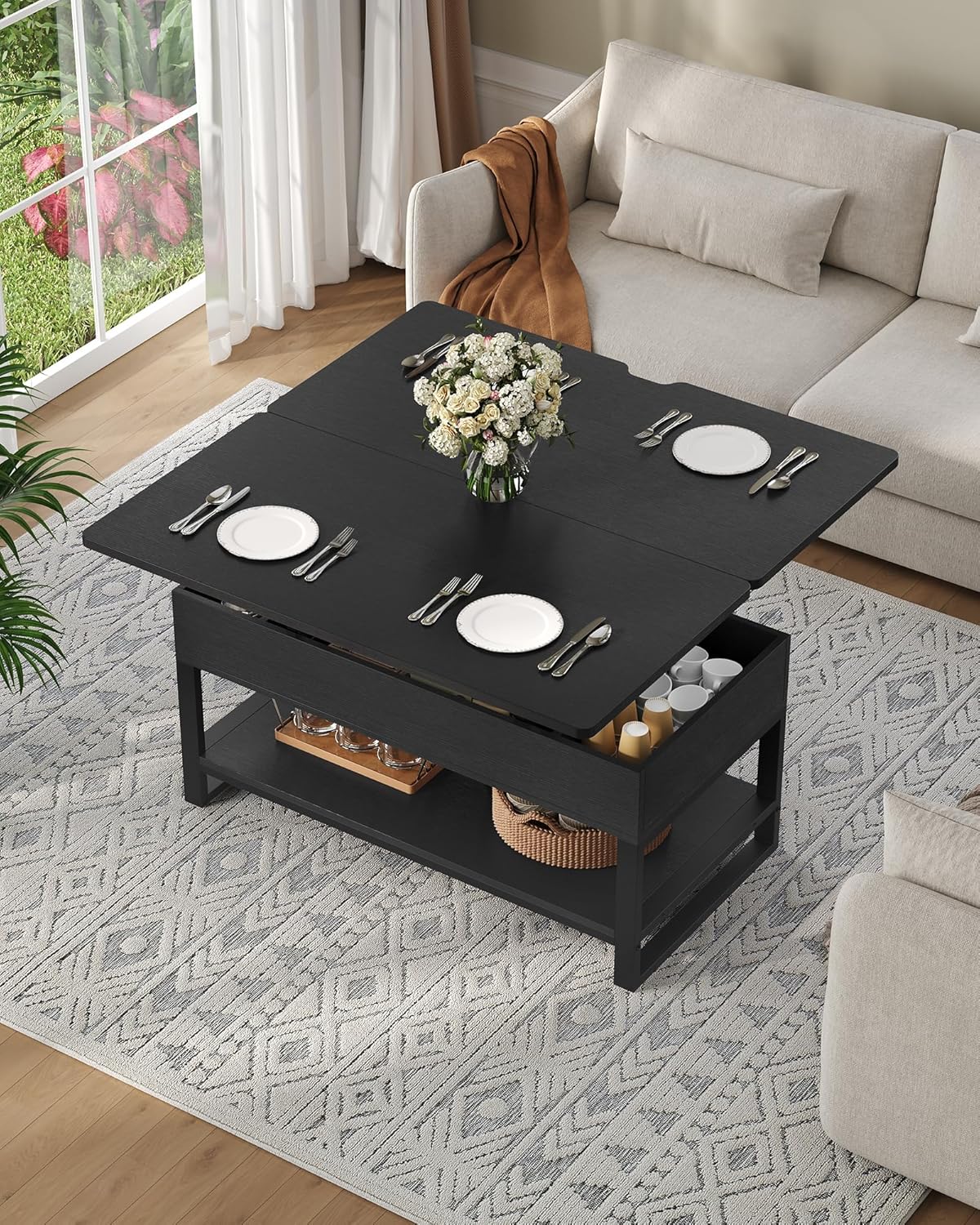 Mesa de Centro Elevable 3 en 1 – Compacta, Versátil y Moderna