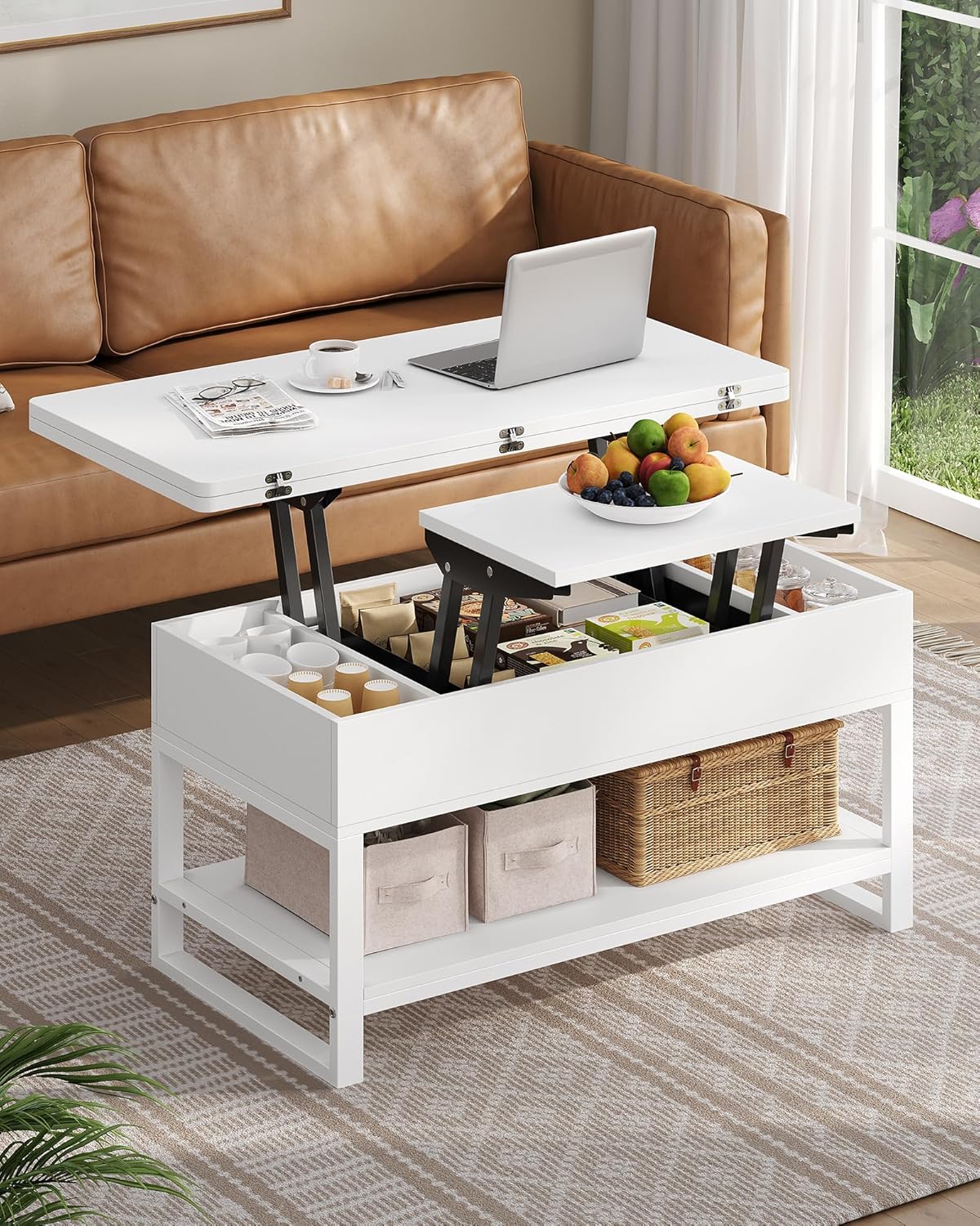 Mesa de Centro Elevable 3 en 1 – Compacta, Versátil y Moderna