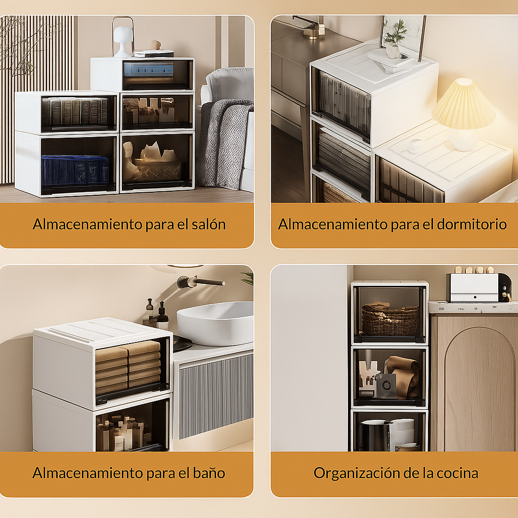 Kit 8 Cajas Apilables - Almacenaje Inteligente